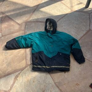 Women's Vintage Obermeyer Ski Jacket Reversible Fleece Hood Full Zip Up